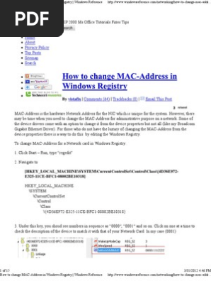 Microsoft Virtual Wifi Miniport Adapter Change Mac Address