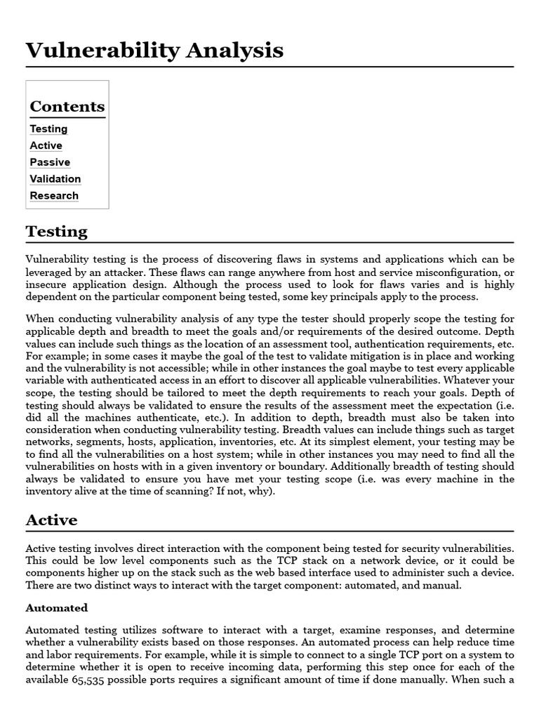 Vulnerability Analysis - The Penetration Testing Execution Standard ...