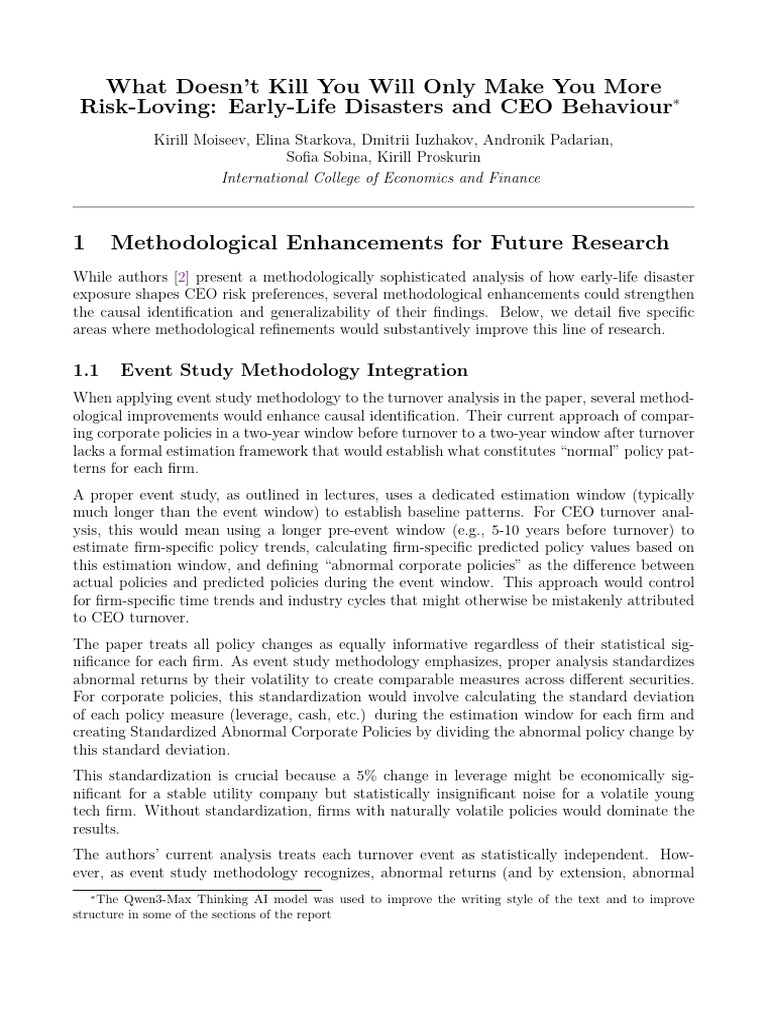 Enhancing CEO Risk Preference Research | PDF