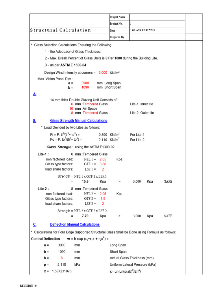 Glass Thickness and Strength Calculations | PDF