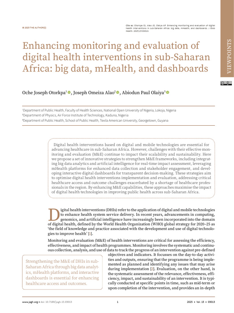 Enhance M&E of Digital Health in Africa | PDF | Artificial Intelligence ...