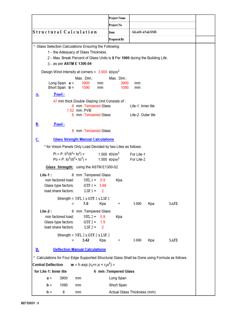 Glass Strength and Deflection Analysis | PDF