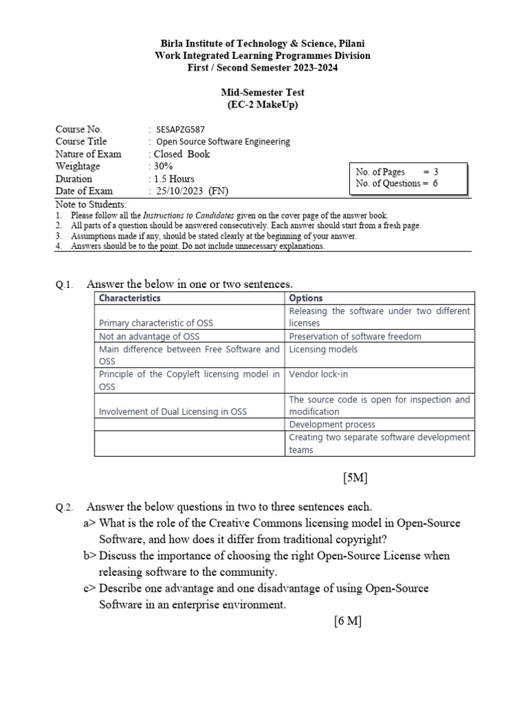 Open Source Software Exam Guidelines | PDF | Intellectual Property Law ...