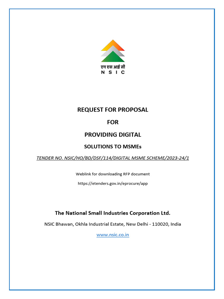 RFP for Digital Solutions to MSMEs | PDF | Partnership | Cheque