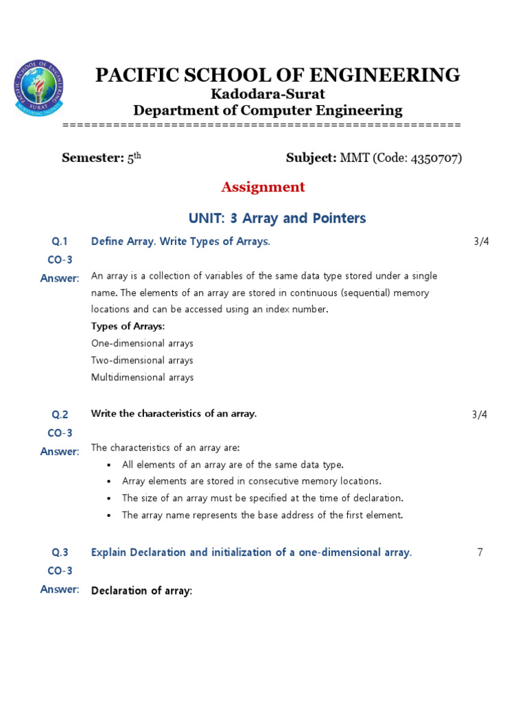 Arrays and Pointers in C Programming | PDF | Pointer (Computer ...