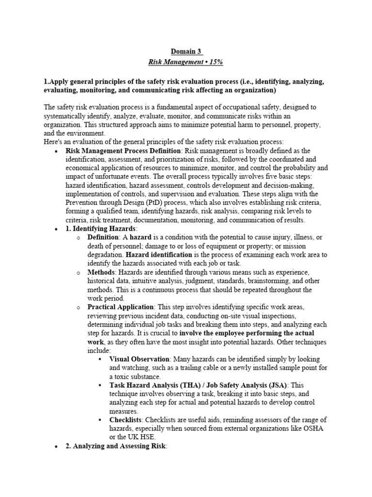 Domain 3 Risk Management | PDF | Risk | Occupational Safety And Health