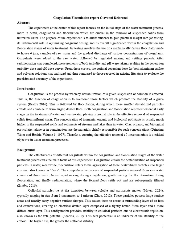 Coagulation and Flocculation in Water Treatment | PDF | Physical ...