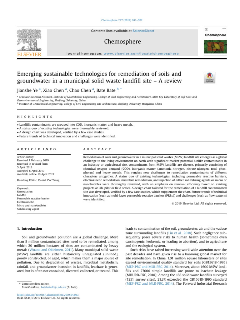 Sustainable Remediation Technologies for Landfills | PDF ...