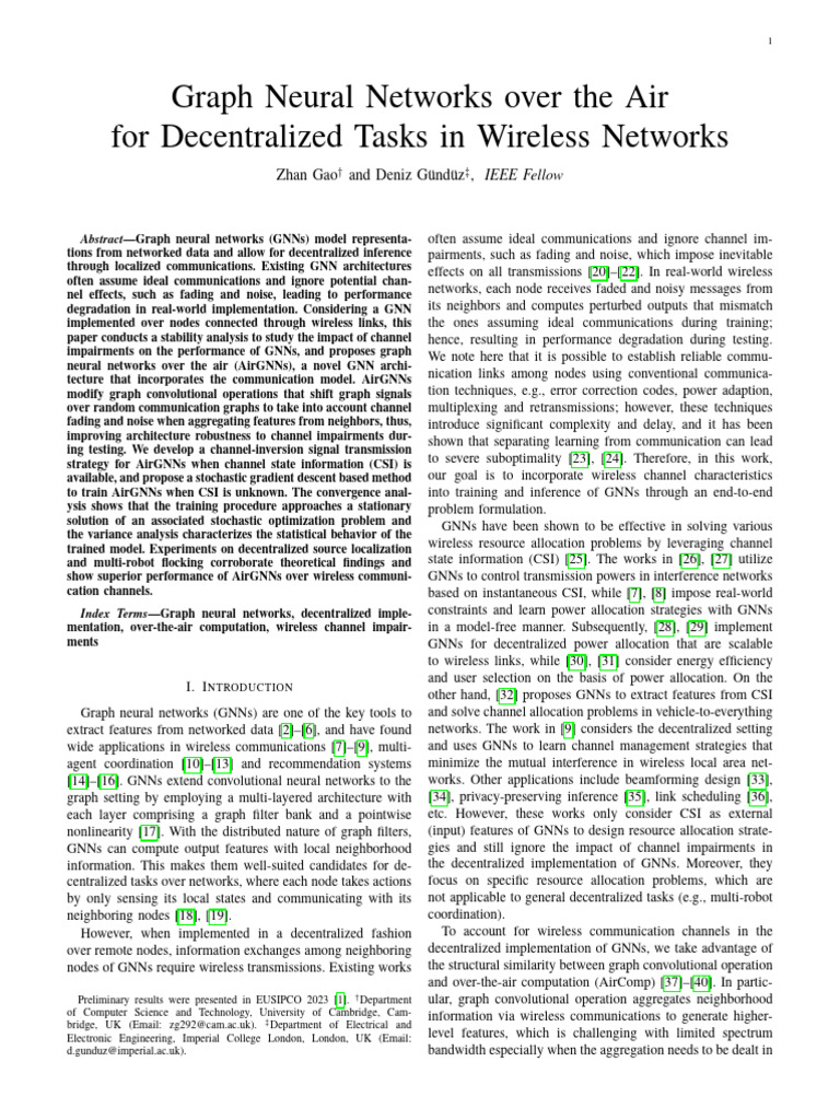 Graph Neural Networks Over The Air For Decentralized Tasks in Wireless ...