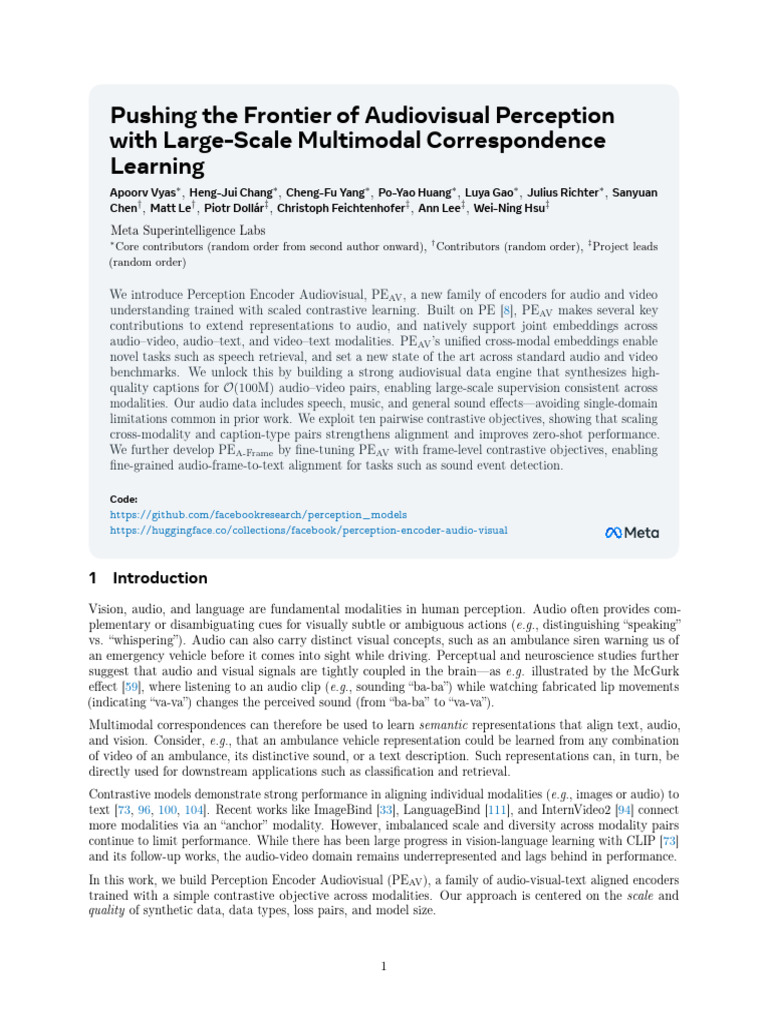 Pushing The Frontier of Audiovisual Perception With Large-Scale ...