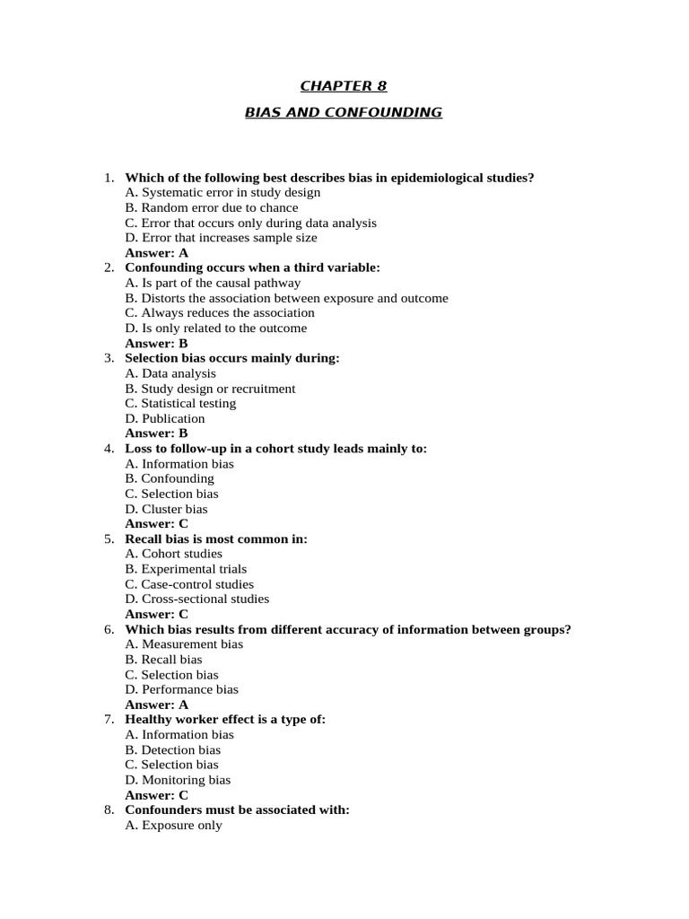 Understanding Bias and Confounding in Epidemiology | PDF | Confounding ...