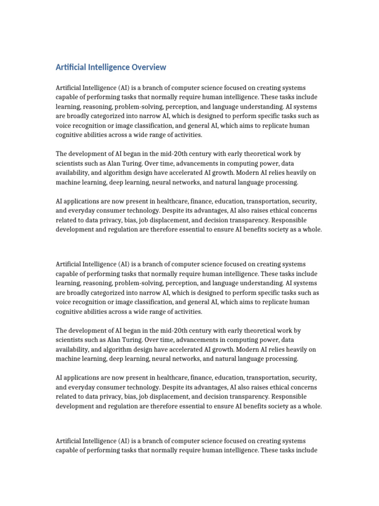 Comprehensive AI Overview and Applications | PDF | Artificial ...