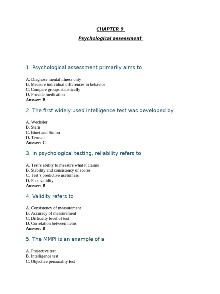 Psychological Assessment Fundamentals | PDF | Validity (Statistics ...