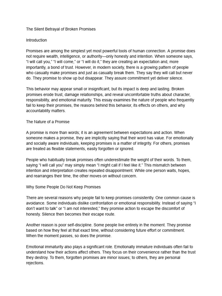 The Impact of Broken Promises PDF Silence Integrity