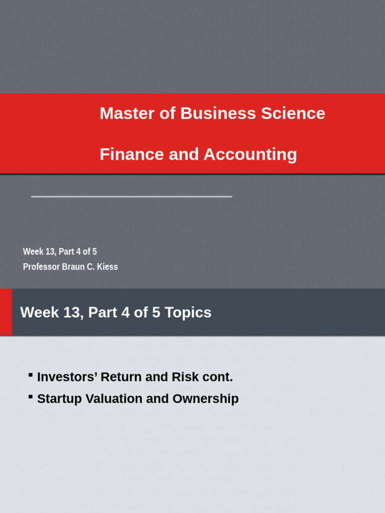 MBS - Finance and Accounting - Week 13 Part 4 | PDF | Valuation ...