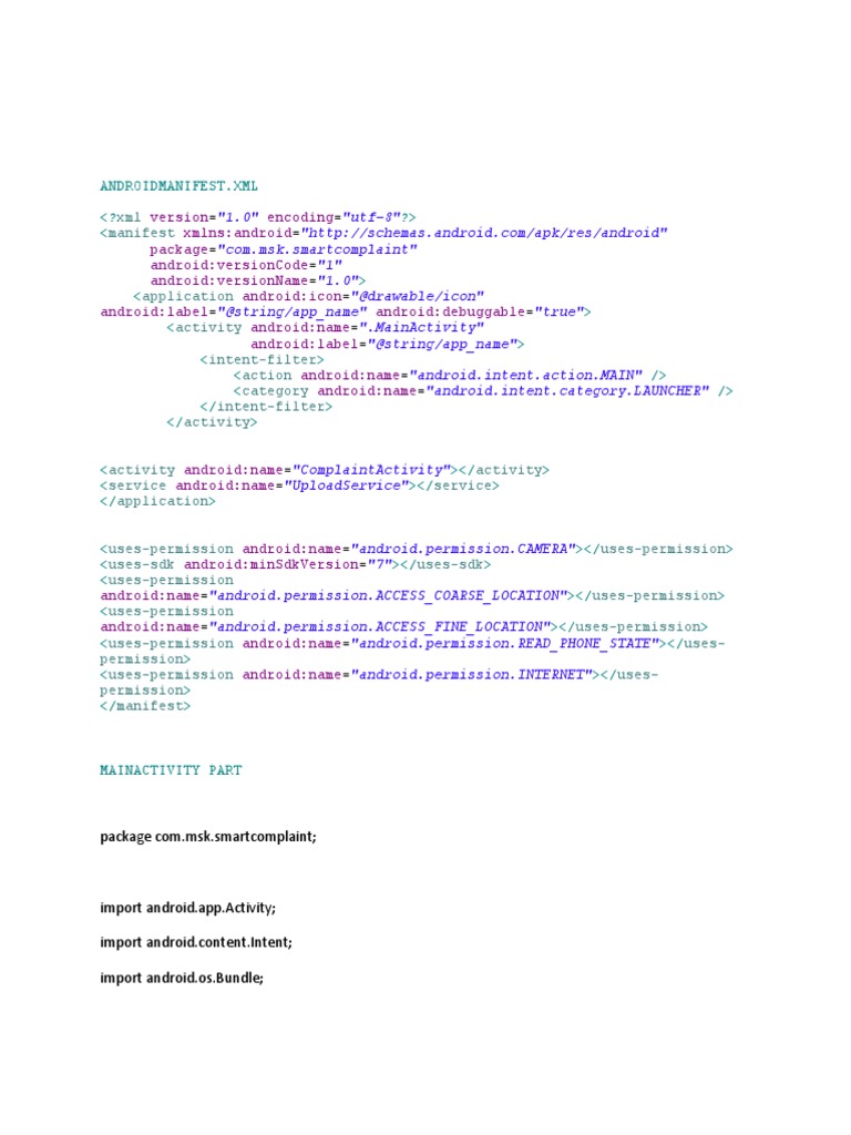 Android App Manifest & Code Overview | PDF | String (Computer Science ...