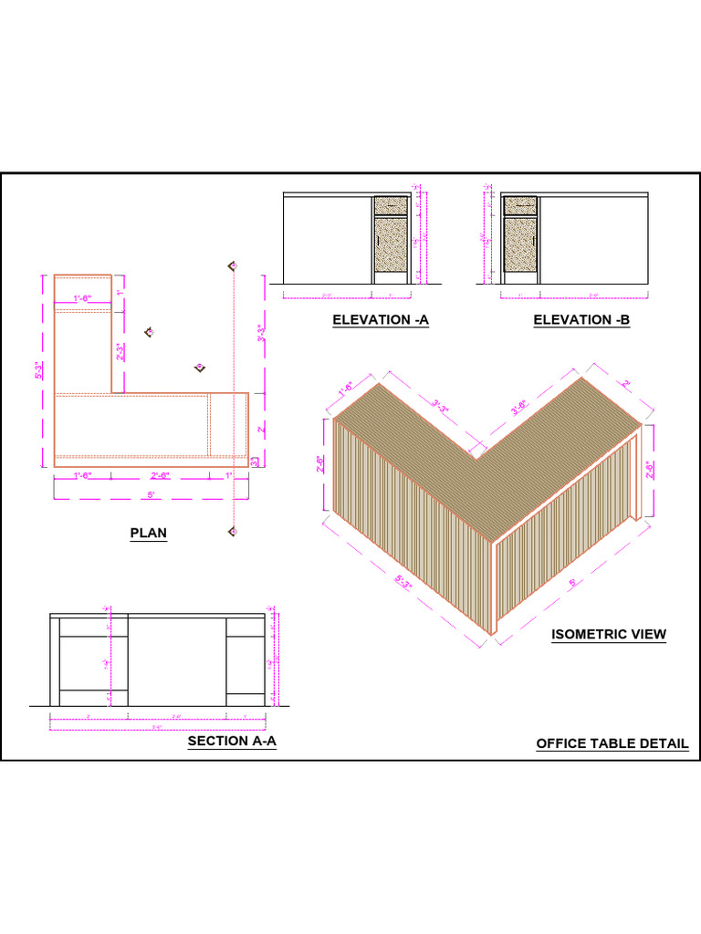 Office Table Detail Plans and Elevations | PDF