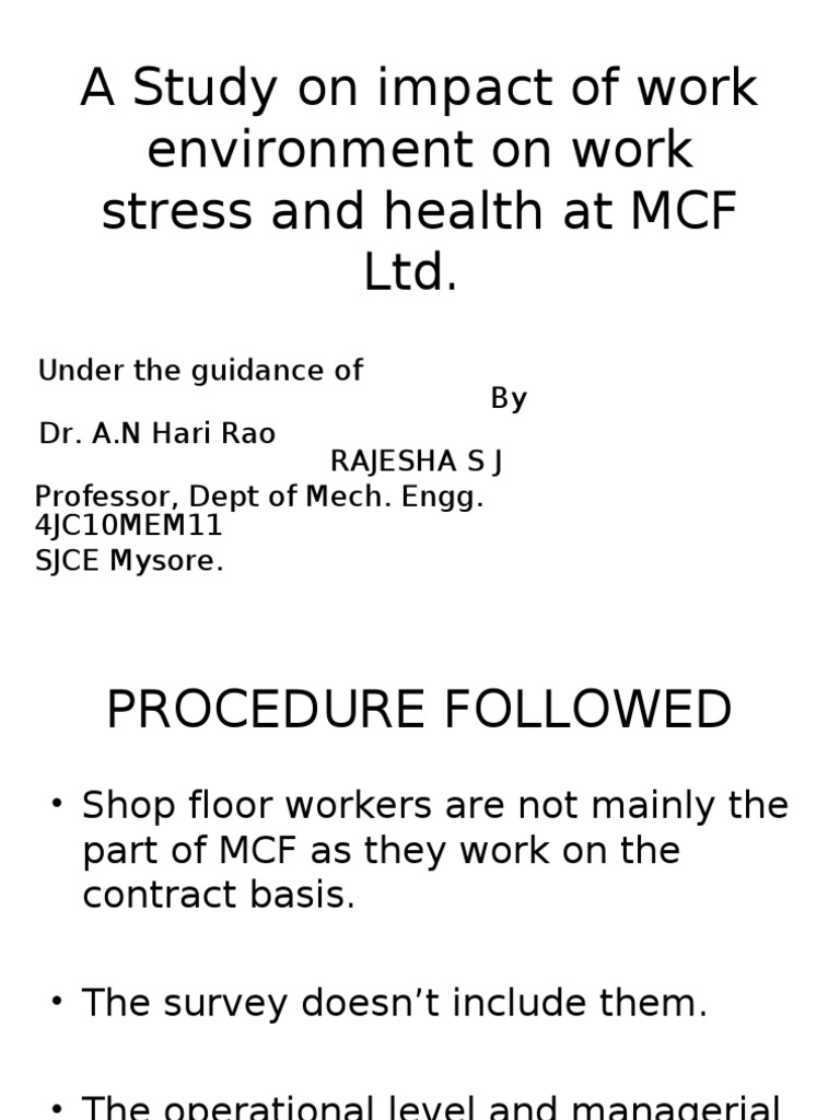 Work Environment Impact on Employee Stress | PDF | Science | Business