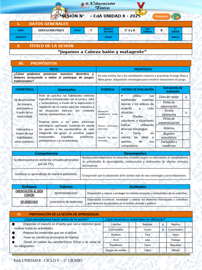 SESIÓN 5 EDA_UNIDAD 9 V_5° | PDF