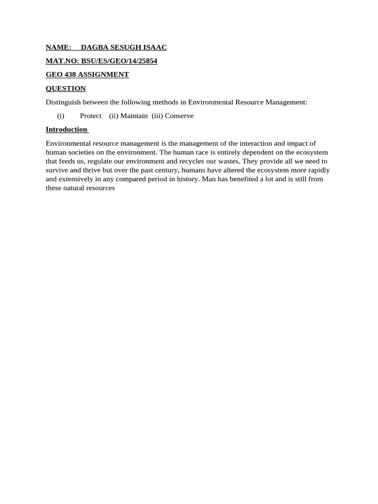 Environmental Resource Management Methods | PDF