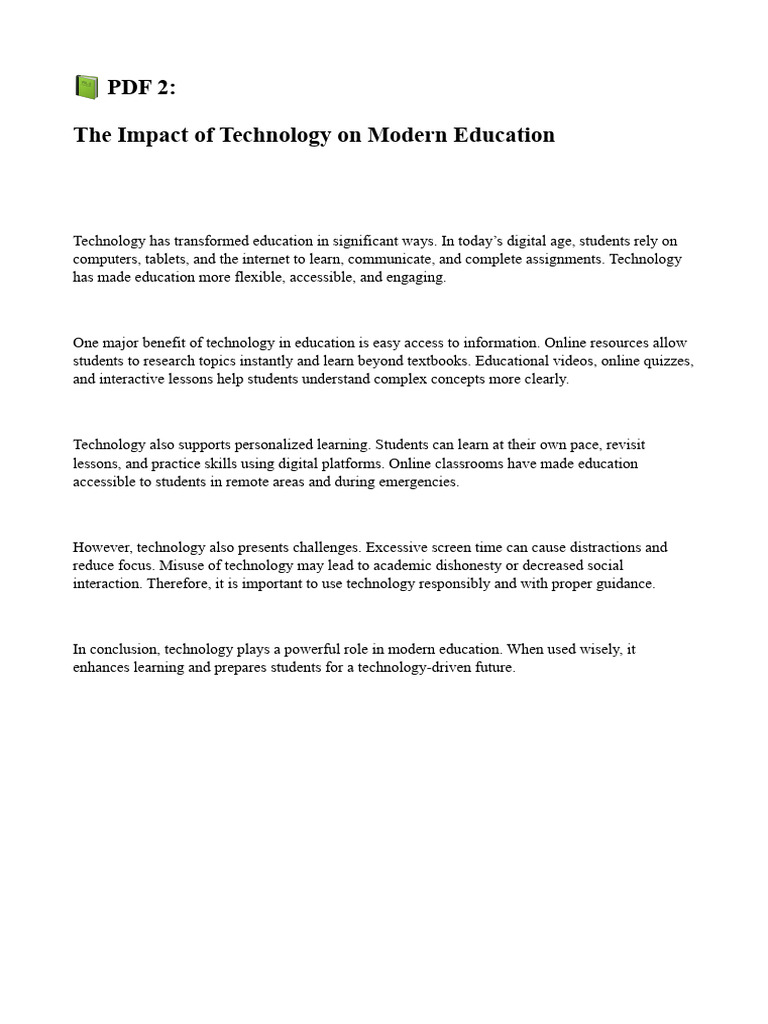 The Impact of Technology On Modern Education | PDF