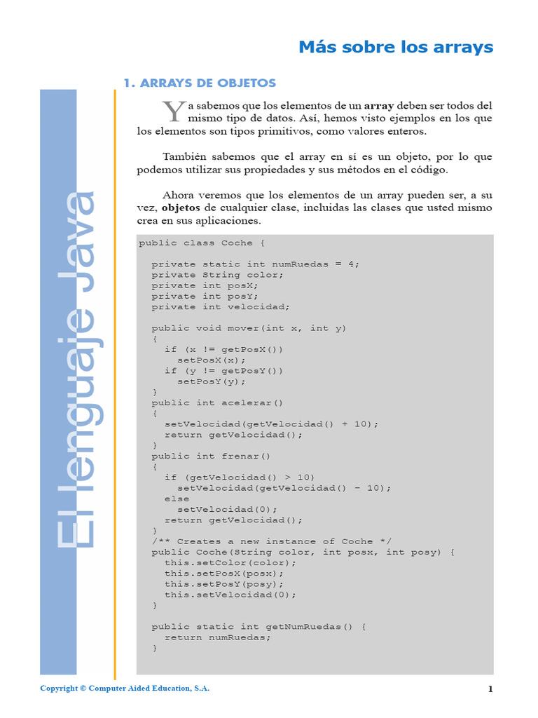 Arrays de Objetos y Multidimensionales | PDF | Java (lenguaje de ...
