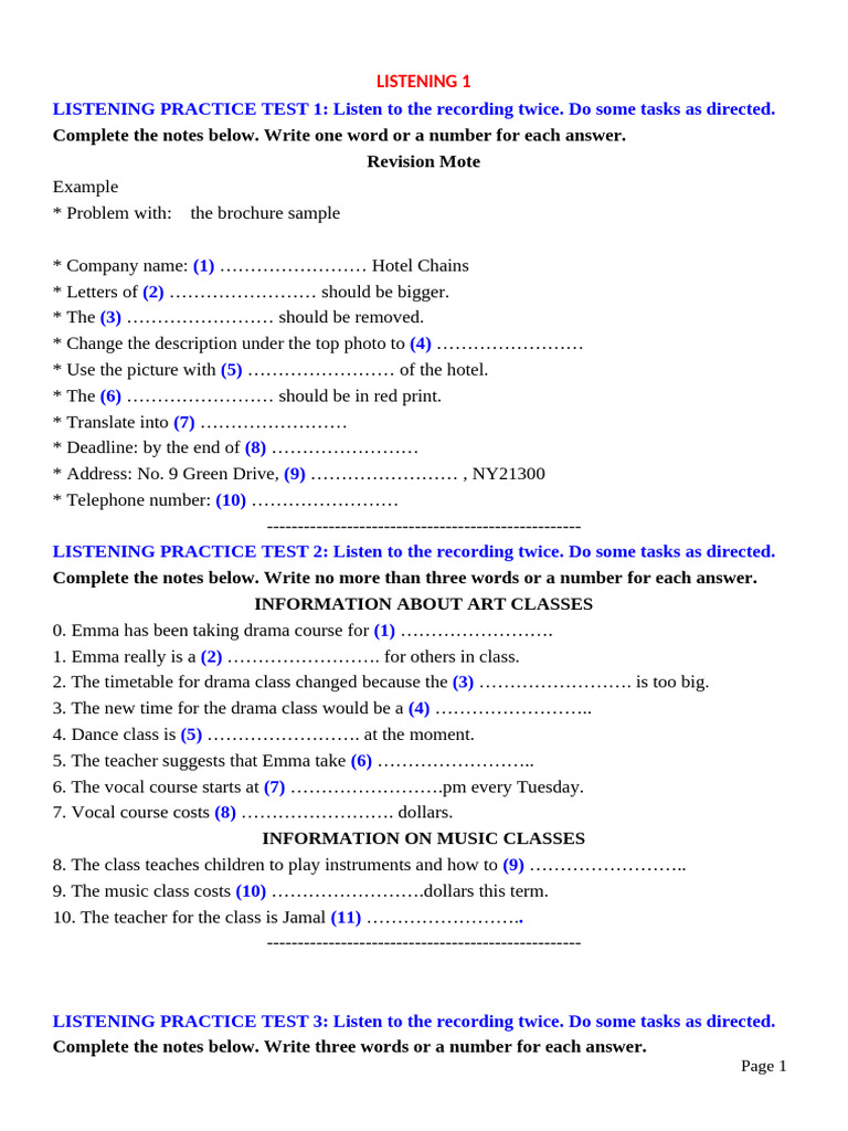 Listening Practice Test Exercises | PDF | Foods | Cuisine