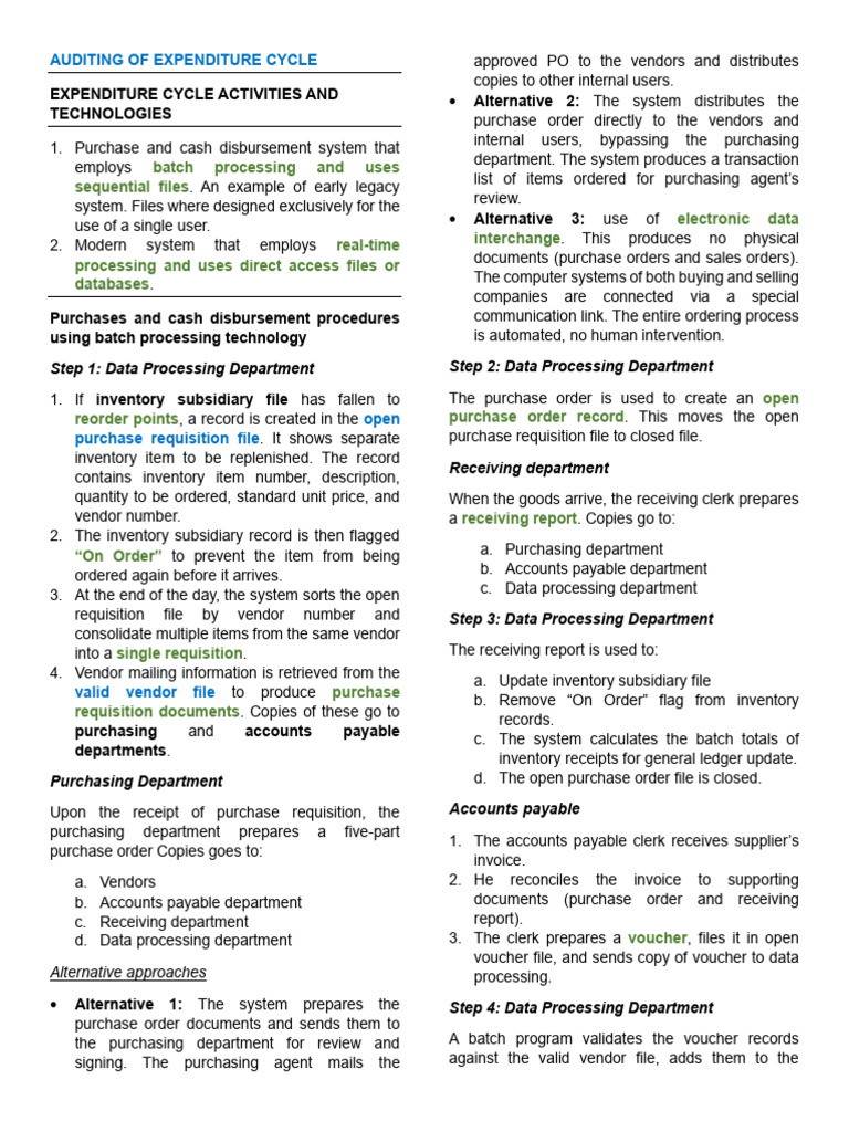 Expenditure Cycle Audit Process Overview | PDF | Accounts Payable | Receipt