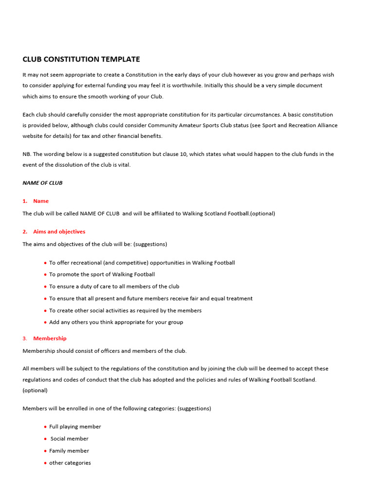 Club Constitution Template Guide | PDF | Justice | Crime & Violence