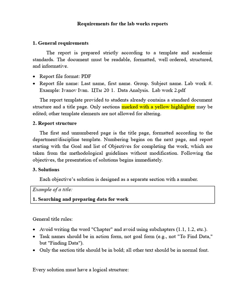 Lab Report Writing Requirements Guide | PDF | Computing