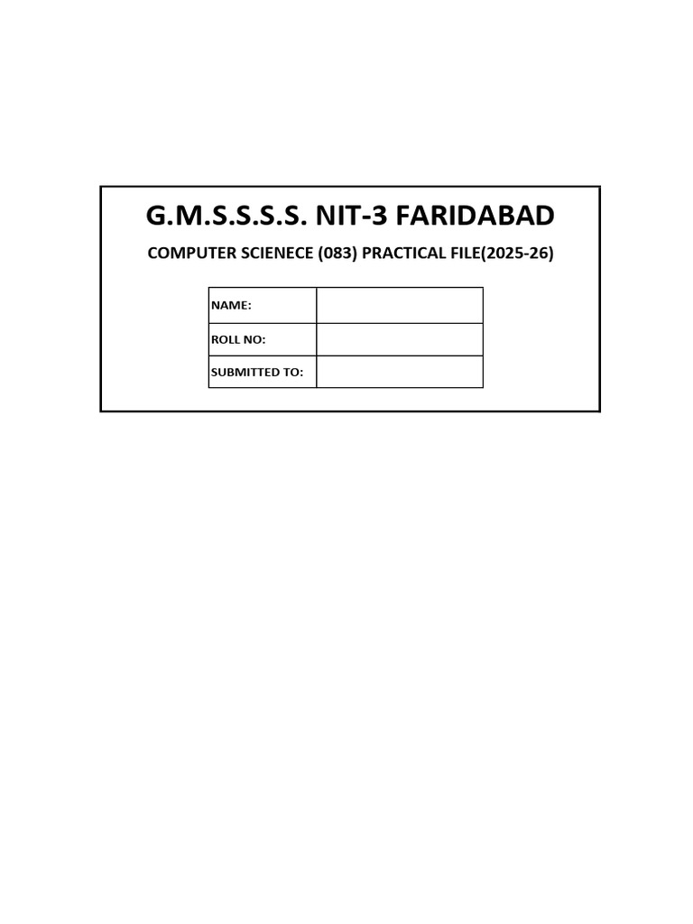 12th Practical Front Page | PDF