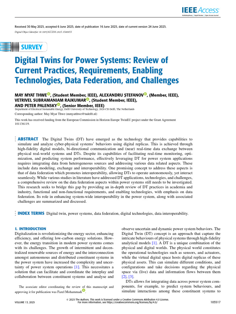 Digital Twins in Power Systems Review | PDF | Simulation | System
