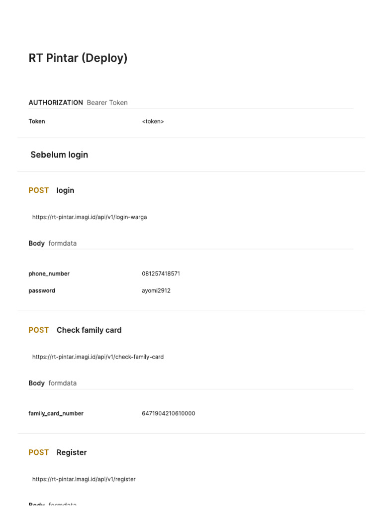Documentation API RT Pintar | PDF