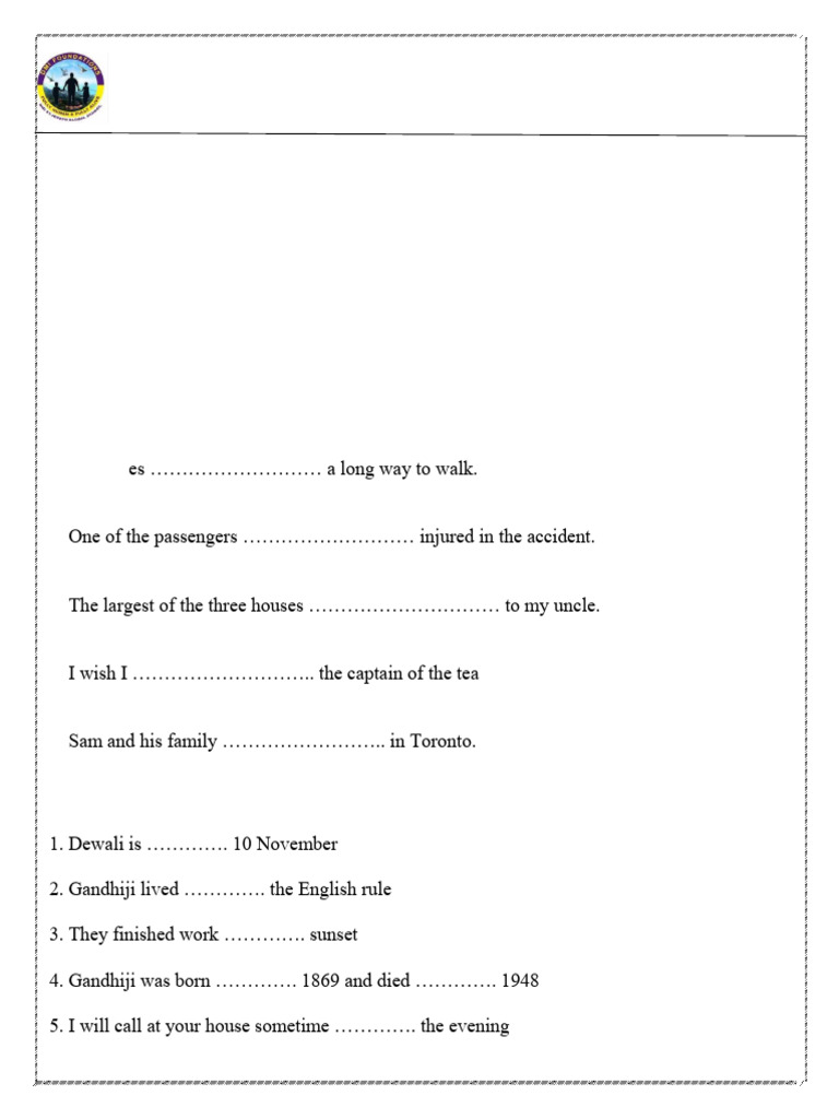 Grade VI English Grammar Exercises | PDF