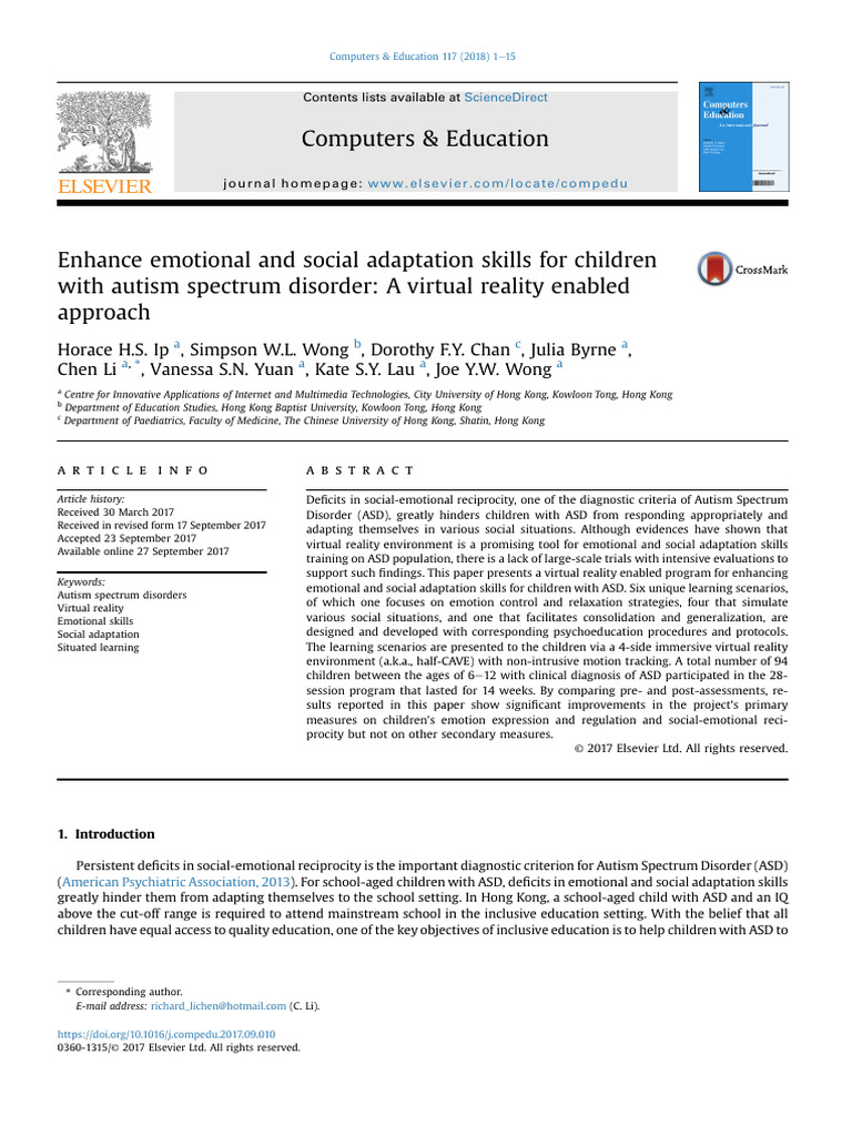 VR Program for Autism Social Skills | PDF | Virtual Reality | Autism