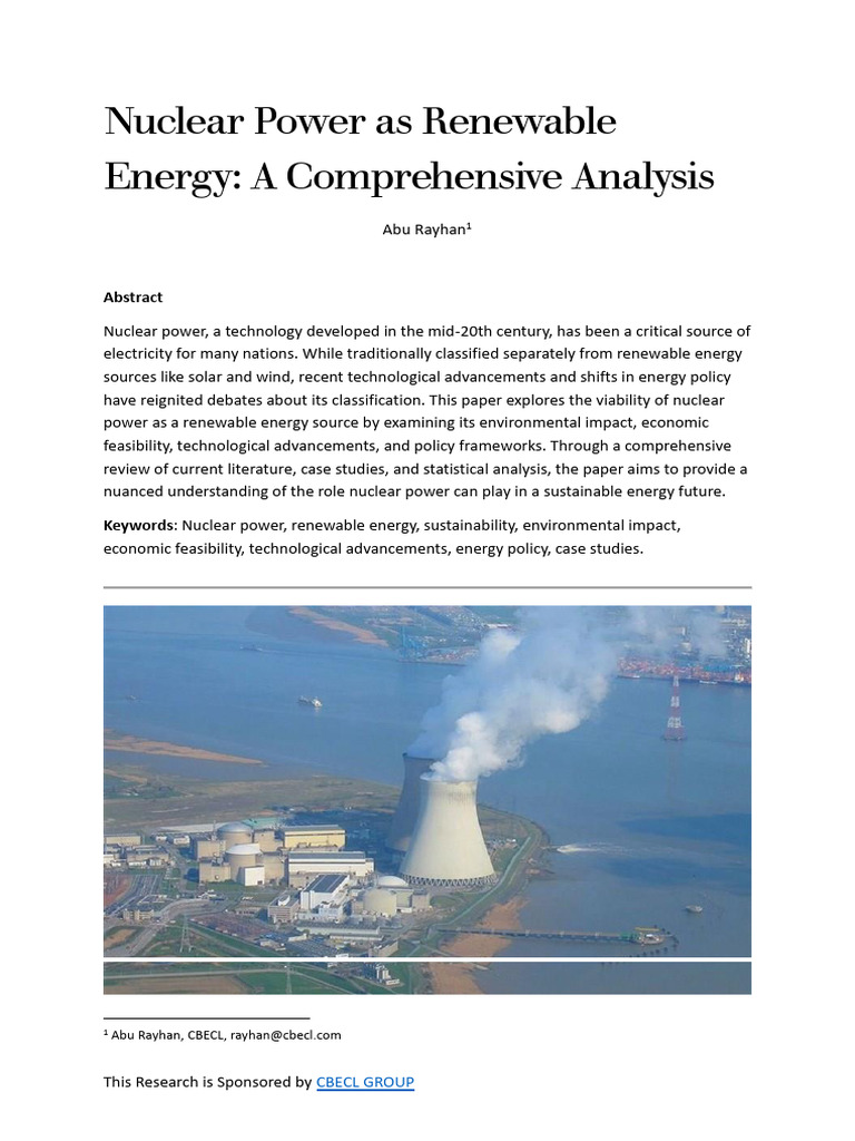 Nuclear Power As Renewable Energy: A Comprehensive Analysis: Cbecl ...