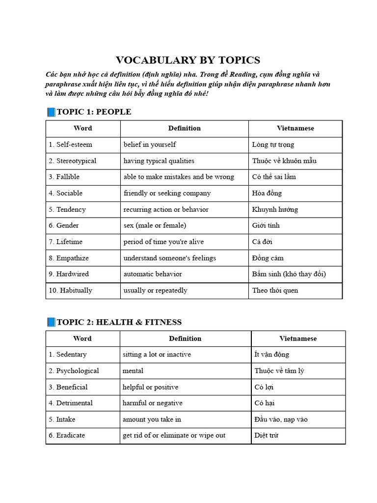 Vocabulary by Topics | PDF