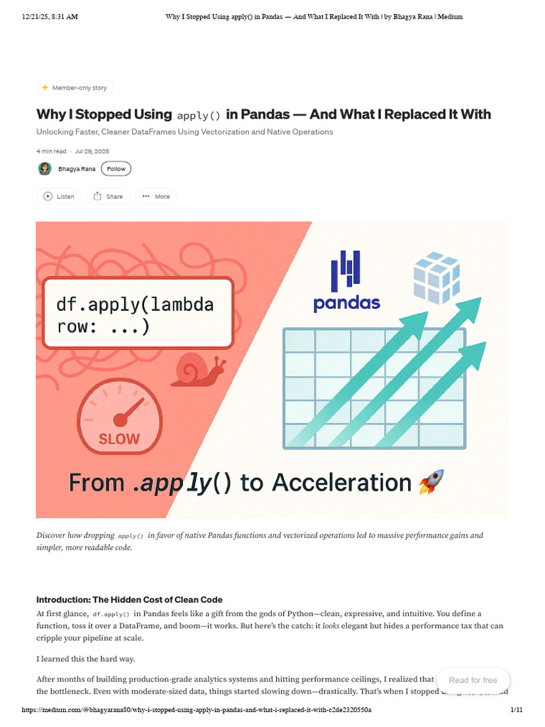 Why I Stopped Using Apply in Pandas - and What I Replaced It With - by ...
