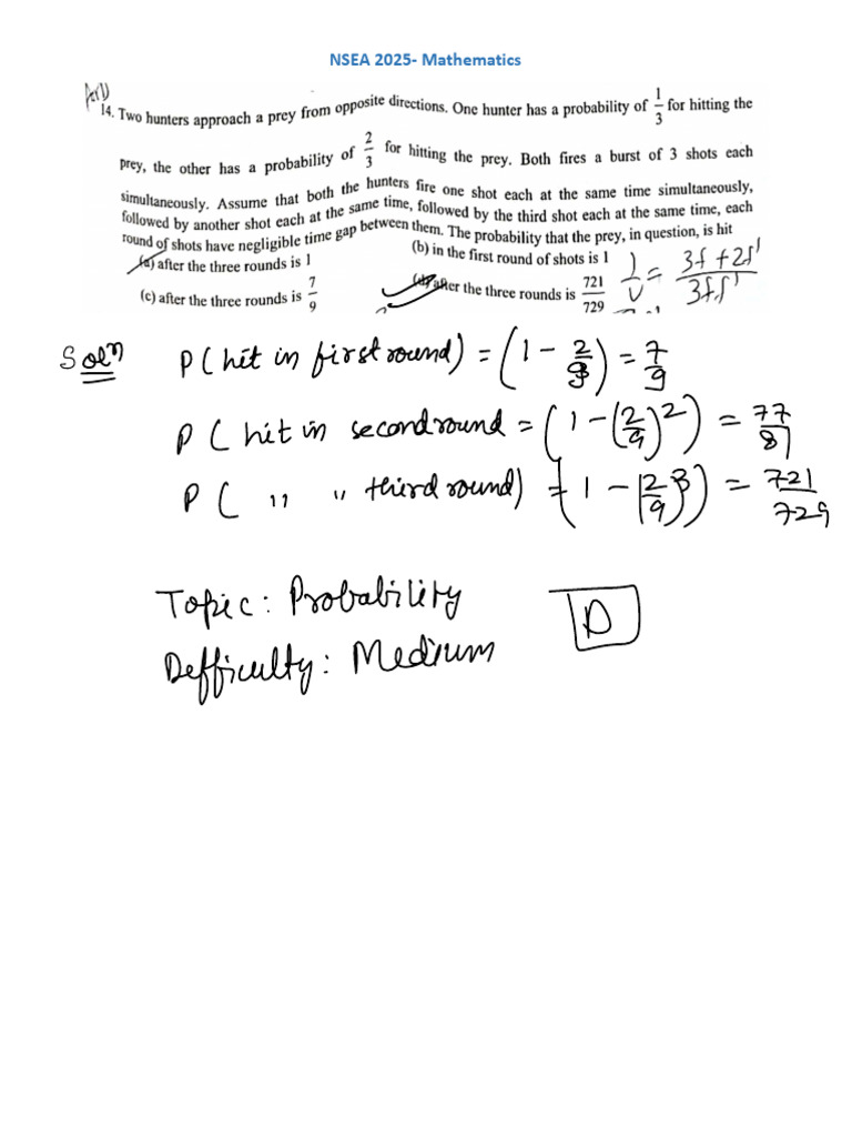 NSEA 2025 Mathematics Probability Concepts | PDF