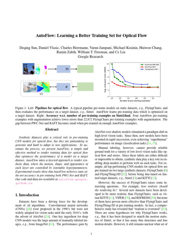 AutoFlow - Learning A Better Training Set For Optical Flow | PDF