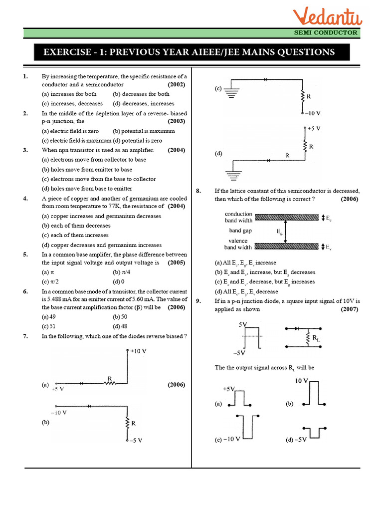 Semiconductor Concepts and Questions | PDF | Bipolar Junction ...