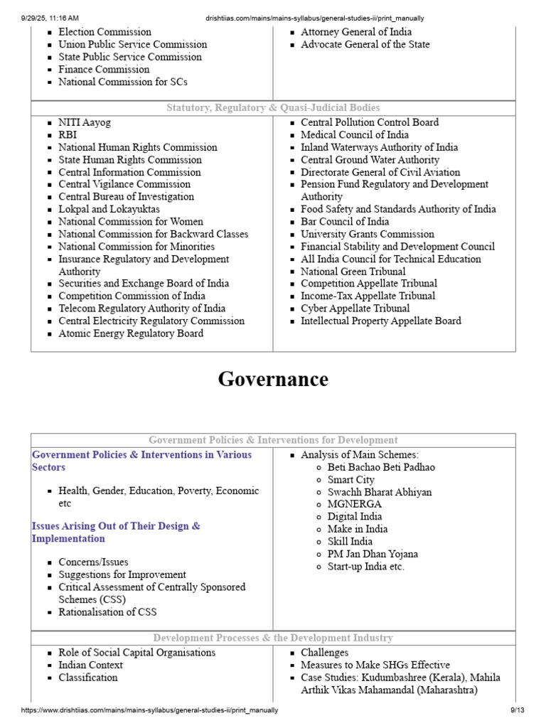 Overview of Indian Governance Bodies | PDF | Poverty | Poverty ...