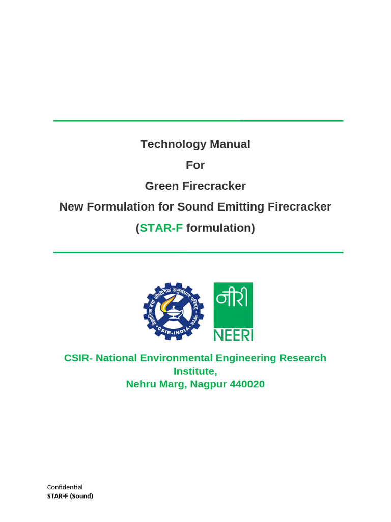 Green Firecracker Technology Manual | PDF | Iron | Gunpowder