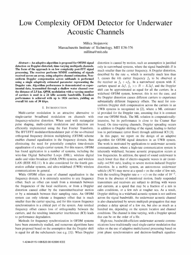 Low Complexity OFDM for Underwater Channels | PDF | Orthogonal ...