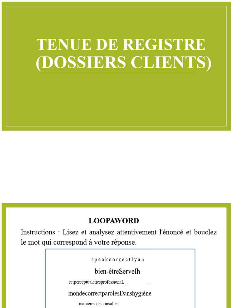 Tenue de Dossiers Clients en Massage | PDF