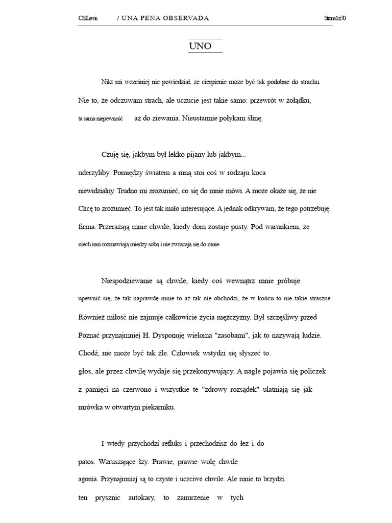 C.S. LEWIS-Obserwowana Strata | PDF