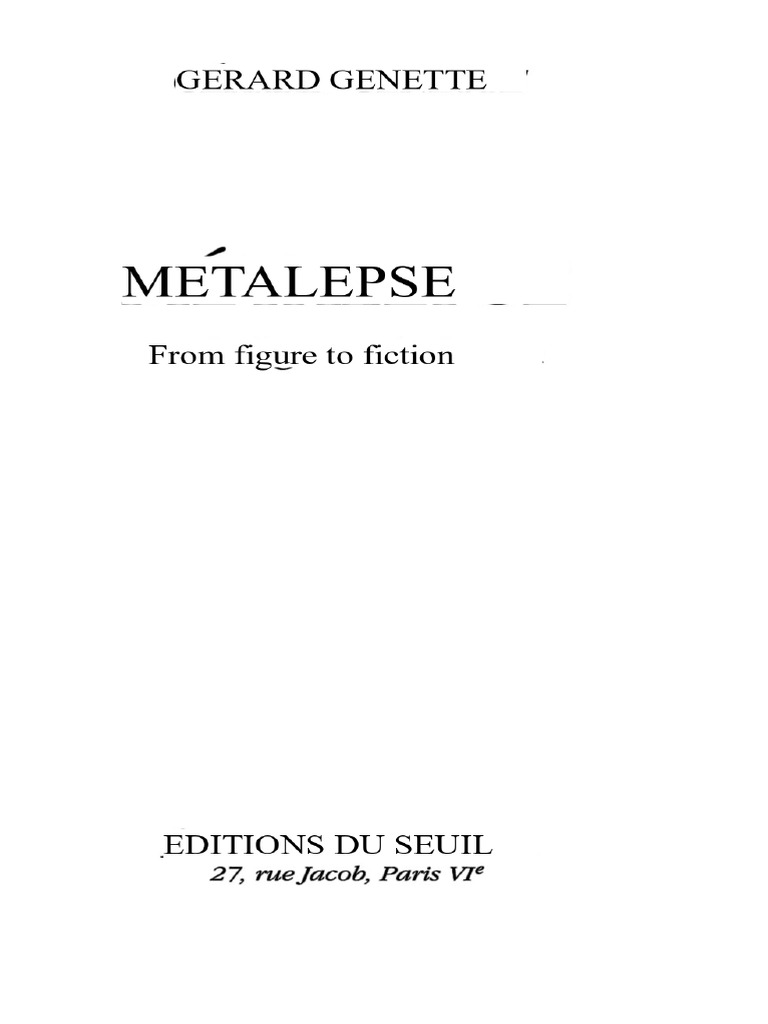 Metalepsis in Rhetoric and Narratology | PDF | Metaphor