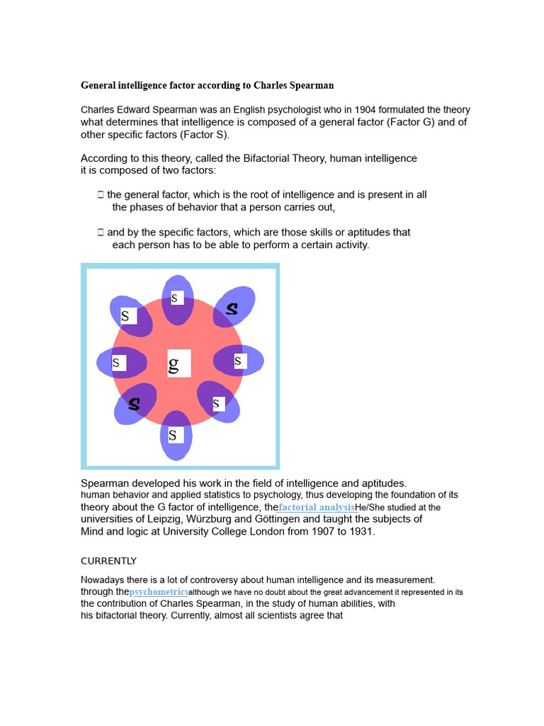Spearman's Bifactorial Theory of Intelligence | PDF | Intelligence ...