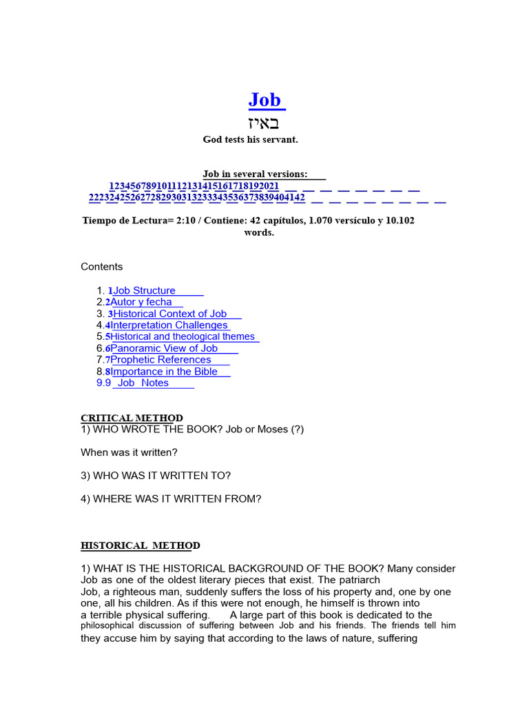Job With All The Data | PDF | Book Of Job | Satan