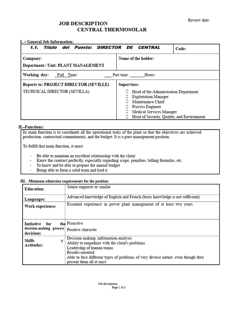 Job-Description EXAMPLE | PDF | Business
